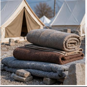 Temporary shelter tents and blankets for Syria and Turkey